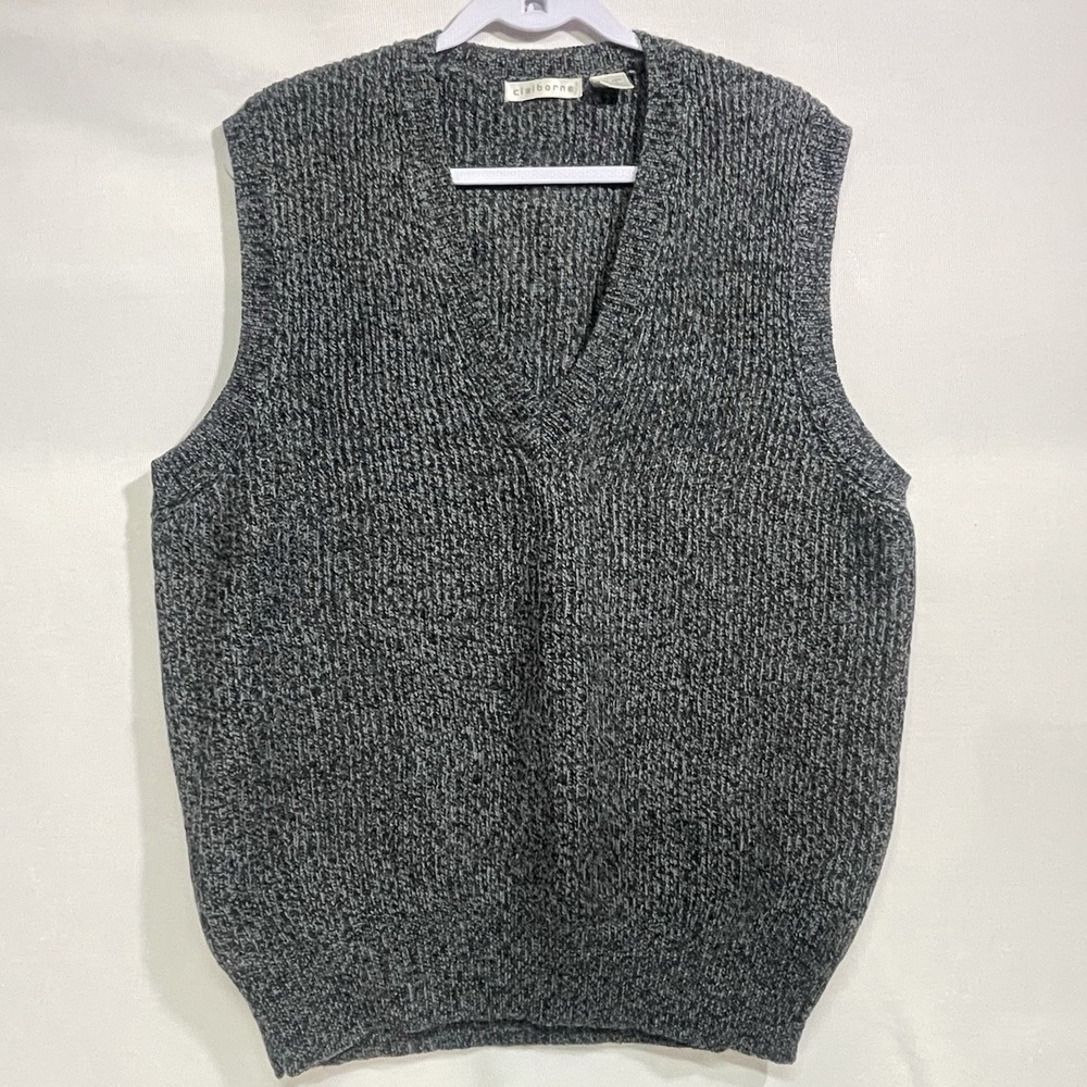 Claiborne - 100% Wool Sweater Vest V-Neck Mens Size Large